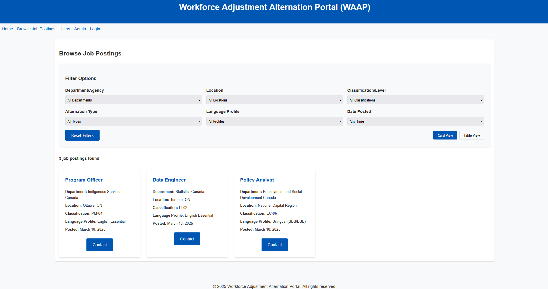 Workforce Adjustment Alternation Portal